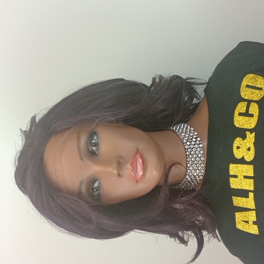 Plum synthetic freestyle wig